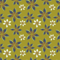 Elegant seamless floral pattern with fall flowers. Repeatable botanical background. Flat vector illustration