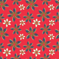 Fototapeta premium Elegant seamless floral pattern with fall flowers. Repeatable botanical background. Flat vector illustration