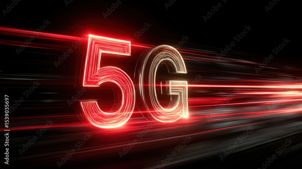 Poster a red and black image of the number 5 with a g in the middle. the image is of a fast-moving object, 