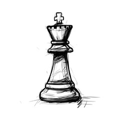 Fototapeta premium Sketch of a chess king piece in a minimalist design style 