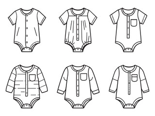 Baby Romper Line Art Illustration