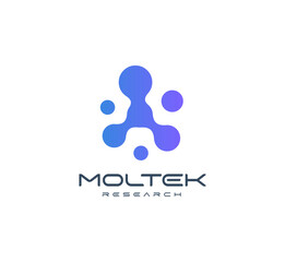 Abstract molecular logo with fusion organic shapes, representing science, biotech, and innovation. Ideal for tech startups, research firms, and data companies. Modern vector logo