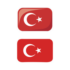 Turkey Flag Icon. Crescent and Star Symbol in Red Rectangle Design