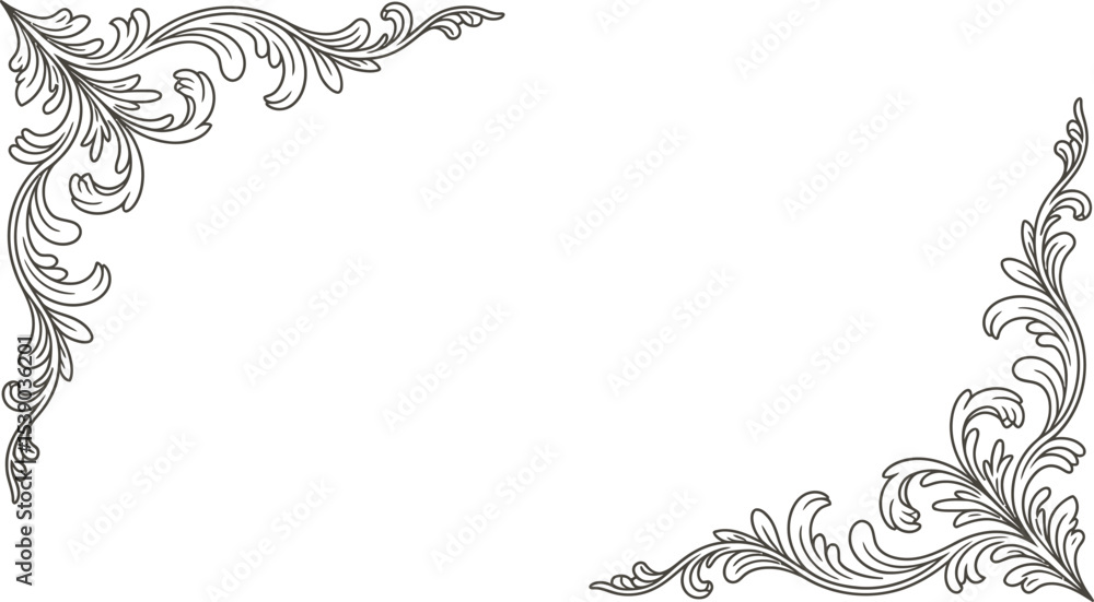 Poster vintage floral corner vector design element for invitation card and background template design with 