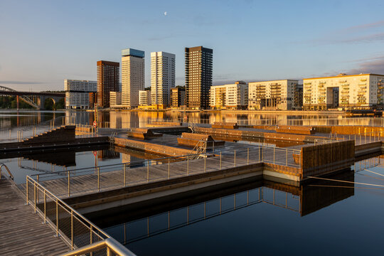 Stockholm, Sweden A public and free swimming platform in the Liljeholmen district.
