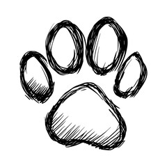 Paw print sketch illustrating a playful and natural design concept  