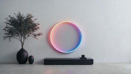 Minimalist Circular Neon Light Mobile Login Interface