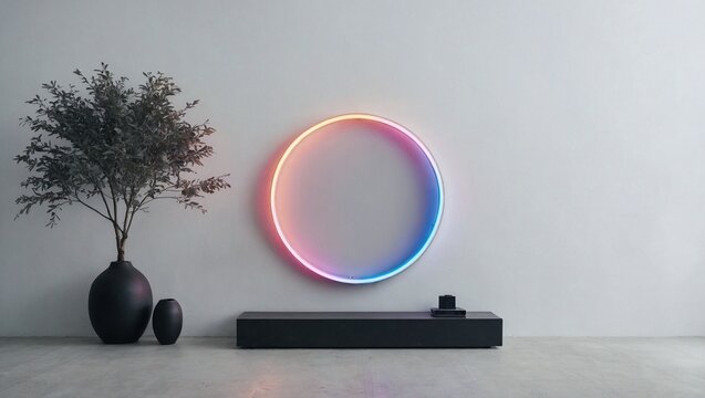 Minimalist Circular Neon Light Mobile Login Interface - Powered by Adobe