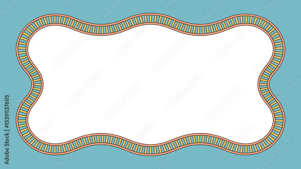 Aufkleber frame border template vector graphic design element with wavy edge and blue background for decoratio