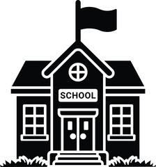 school building flat icon vector design on transparent background . 