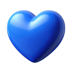 Glossy blue heart shape isolated on transparent background