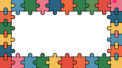 Puzzle frame border jigsaw pieces blank space colorful background template for text and image 100 editable stock vector illustration