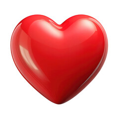 Shiny red heart shape isolated on transparent background