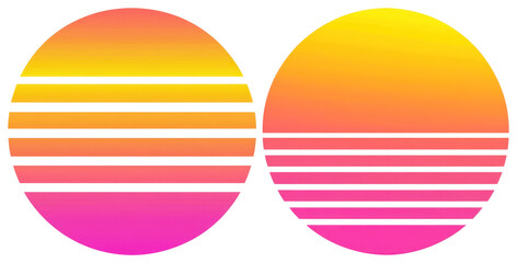 PNG Retro sunset gradient circles, element set on transparent background