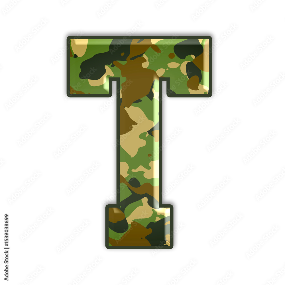 Poster alphabet with camouflage texture and embossed effect