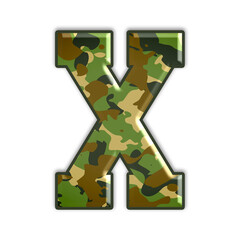 Alphabet with camouflage texture and embossed effect