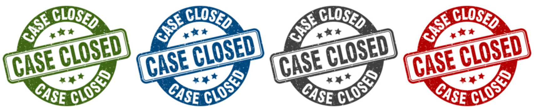 case closed stamp. case closed round stamp set isolated on white background