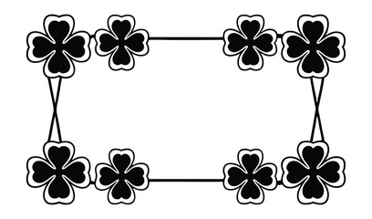 A clover frame border isolated on white background features a decorative design with shamrocks and floral elements