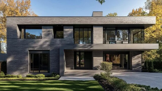 Contemporary home project featuring gray brick fasade and sleek design