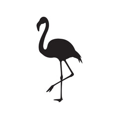 Fototapeta premium Flamingo silhouette vector flat illustration on white background.