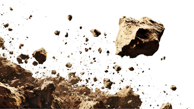 Asteroid Field Debris and Rocks Falling in Space