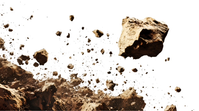 Asteroid Field Debris and Rocks Falling in Space