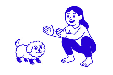 Woman Meditating with Dog Companion, Woman and Dog in Yoga Pose