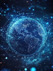 Obraz premium Global Network Connection - Earth in Digital Web