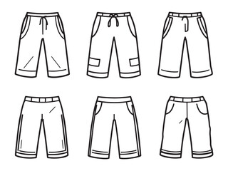 Minimal Capri Pants Line Drawings