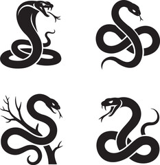 Obraz premium Snake silhouette set vector illustration isolated On Transparent Background