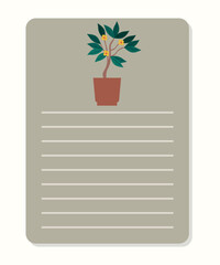 Flat Design Illustration with Note Paper at Flowers Tree Pot Style