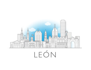 León Mexico cityscape illustration skyline drawing