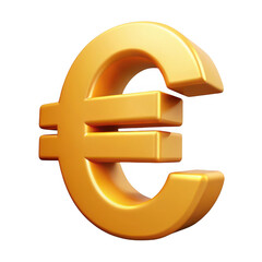 Obraz premium 3d golden euro symbol isolated on transparent background