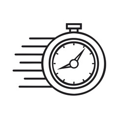 Fast Time Vector Icon – Outline Style on White Background