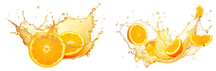PNG Vibrant citrus splash freshness, element set on transparent background