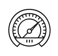 Speedometer Vector Icon – Outline Style on White Background