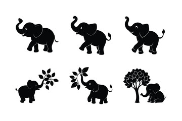Naklejka premium Elephant silhouette design bundle