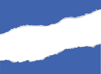 Blue Horizontal Torn Paper Edge Ripped Paper
