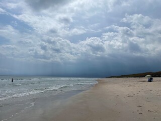 Beach sand rain & clouds