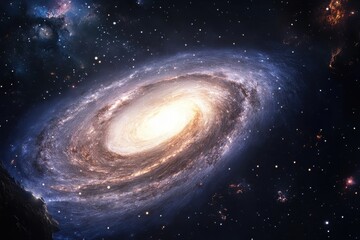 Stunning view of a spiral galaxy revealing cosmic beauty in outer space, outer space galaxy footage