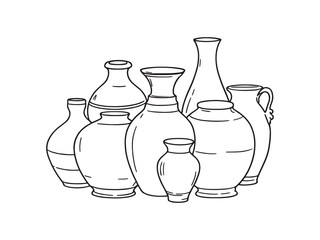 Clay Vase Minimal Line Art
