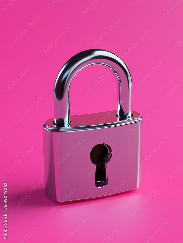 Poster stylish lock set against a bright pink background illustrating concepts of information security and 
