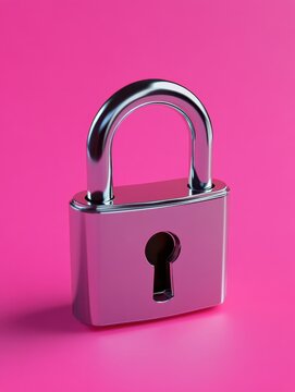 Stylish lock set against a bright pink background illustrating concepts of information security and digital safety