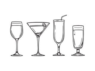 Simple Cocktail Line Drawings