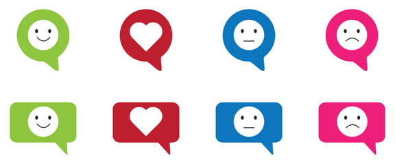 Smiley conversation icon set with speech bubble
