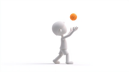 Kind spielt mit Ball – 3D-Illustration im niedlichen Cartoon-Stil. Künstliche Intelligenz KI