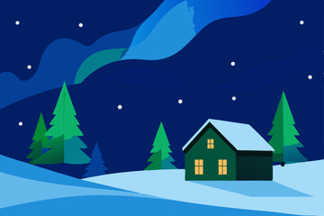 Fototapeta premium winter landscape with house