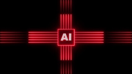 Animated dash Ai circuit neon animation. Concept  of turning on of dash. Futuristic Ai circuit board animation. electronic Data AI circuit board  animation. High tech cyber Artificial Intelligence. - Powered by Adobe