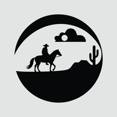 Horse and Cowboy Silhouette at Sunset