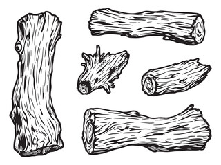 Driftwood Log Line Art Icons